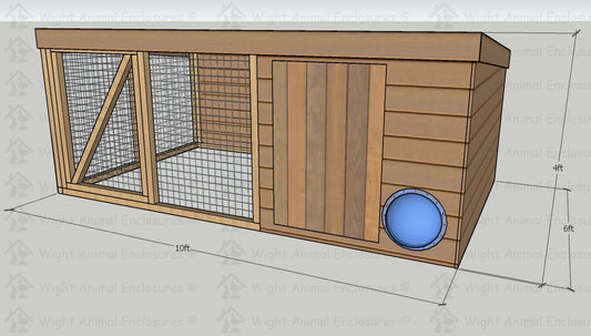 10ft x 6ft - 4ft Height Rabbit Shed and Run