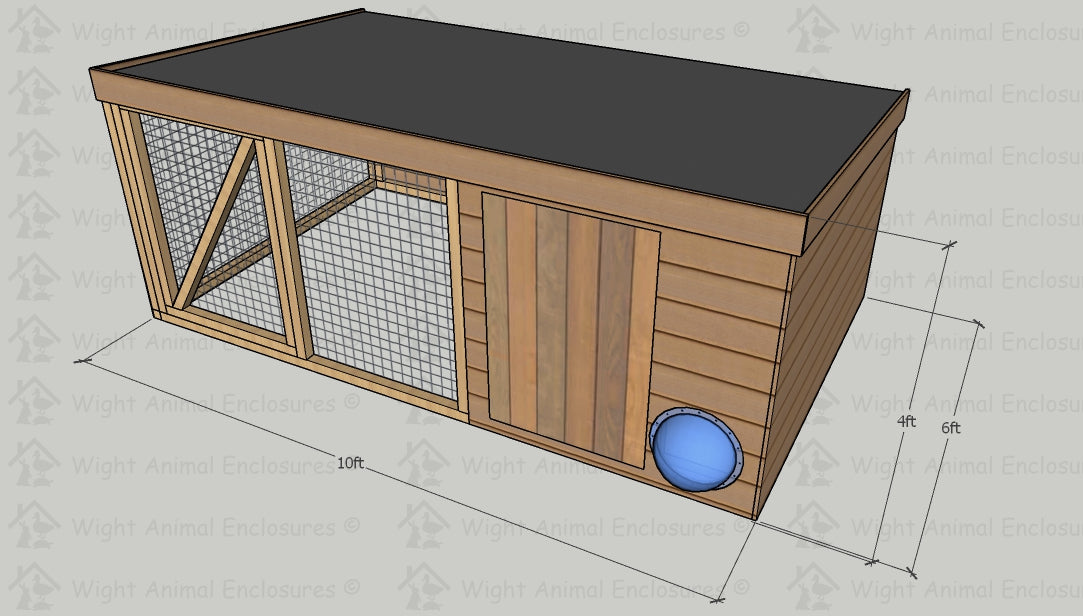 10ft x 6ft - 4ft Height Rabbit Shed and Run