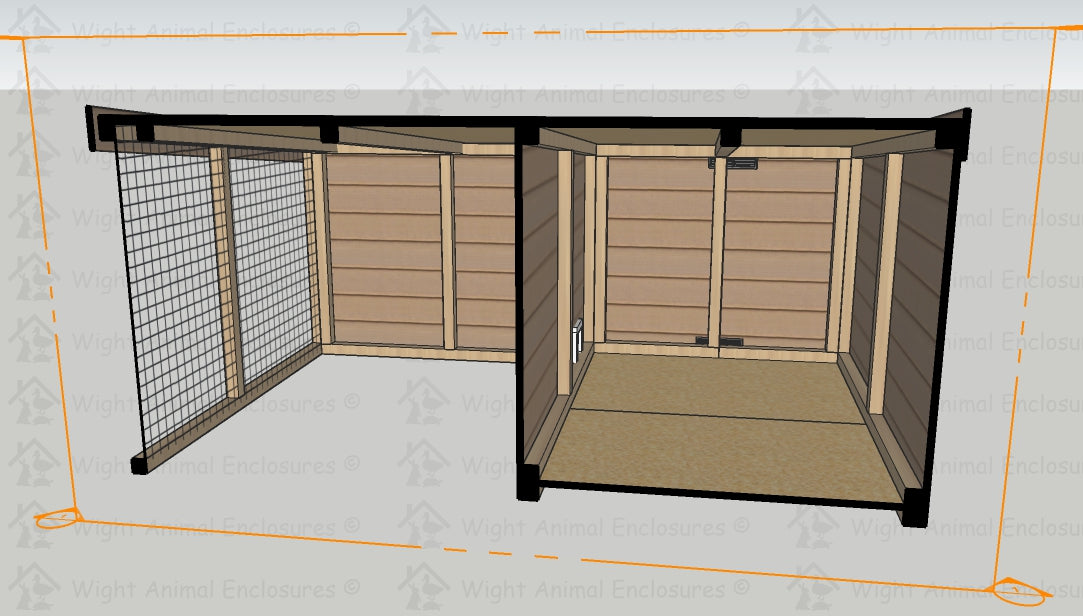 8ft x 6ft - 4ft Height Pet Shed and Run.